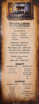 A piece of the menu of Buster's